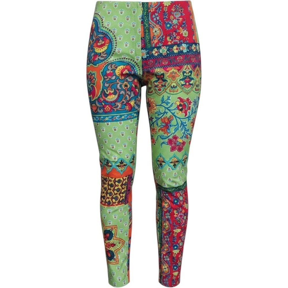 Ralph Lauren Patchwork Paisley Preppy Floral Ankle Pants Green Red Multi Size 6